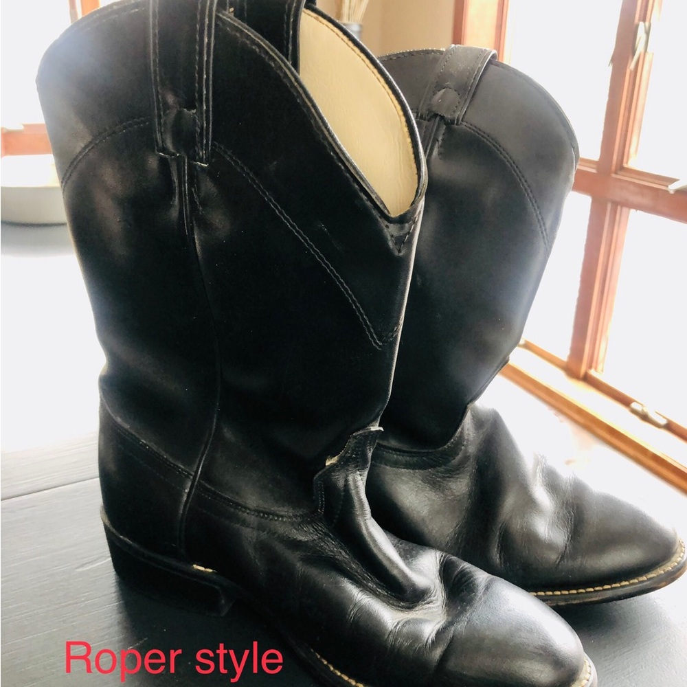 Black Roper-Style Leather Boots